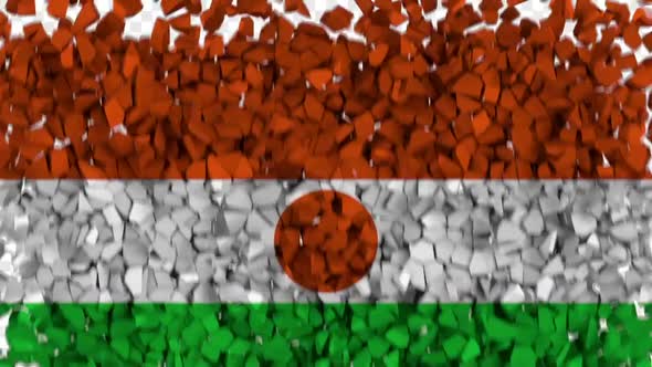 Niger Flag Breaking Rocks Transition