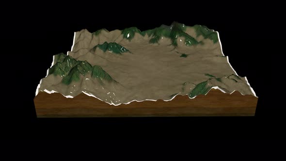 Kathmandu terrain map 3D render 360 degrees loop animation