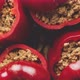 Sweet Red Peppers Stuffed with Meat and Tomato in a Vintage Frying Tray - VideoHive Item for Sale