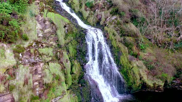 Aerial of Assaranca Waterfall in County Donegal - Ireland