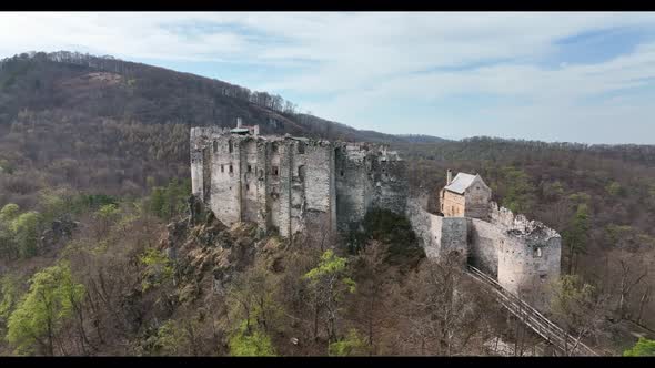 Aerial view of Uhrovec Castle in Slovakia