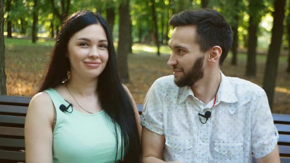 Interview with a Young Couple in the Park for a Blog