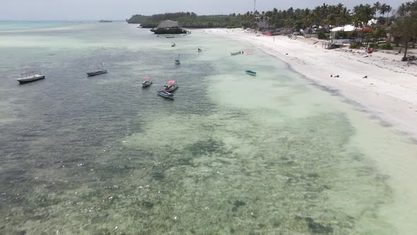 Boats in the Ocean Near the Coast of Zanzibar Tanzania Slow Motion