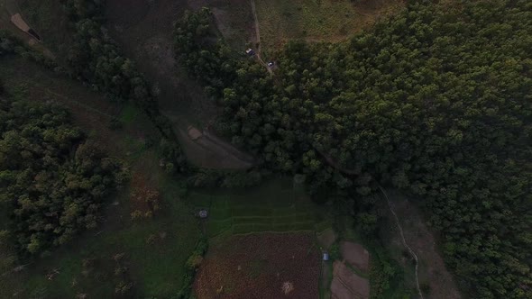 mountainous terrain aerialin North of Thailand