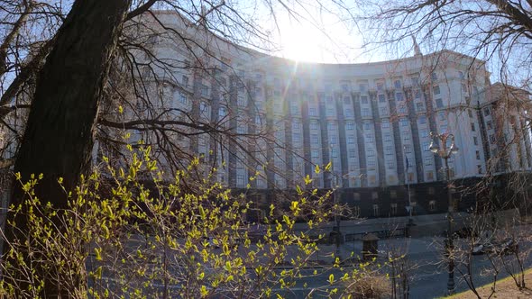 Government Building of Ukraine in Kyiv  Cabinet of Ministers Slow Motion