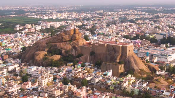 Rock fort in Trichy, India, 4k aerial footage