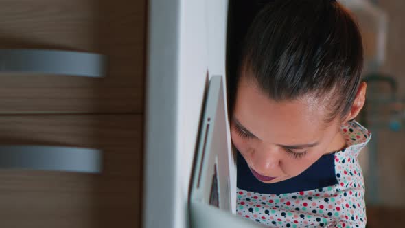 Vertical Video Exhausted Business Woman Falling Asleep on Desk