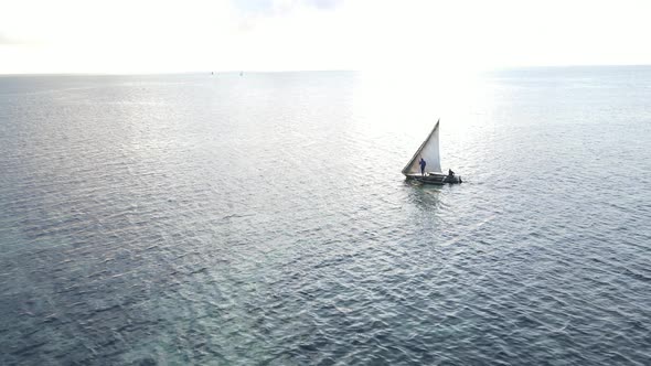 Boats in the Ocean Near the Coast of Zanzibar Tanzania Slow Motion