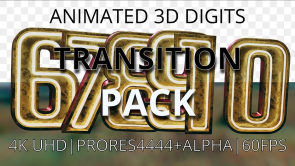 Animated digits' pack from 6 to 10 transition UHD 60fps