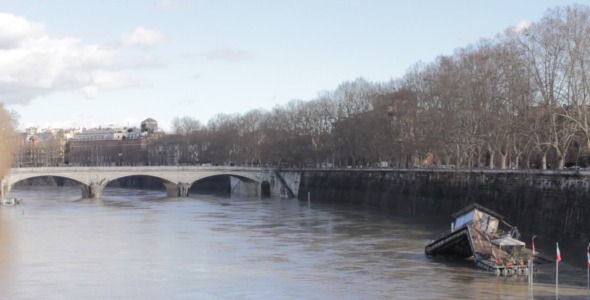 Tiber River after Winter Flood in Rome