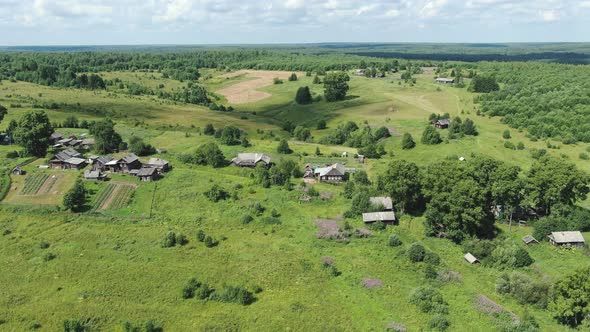 Flying Over a Russian Village on a Drone