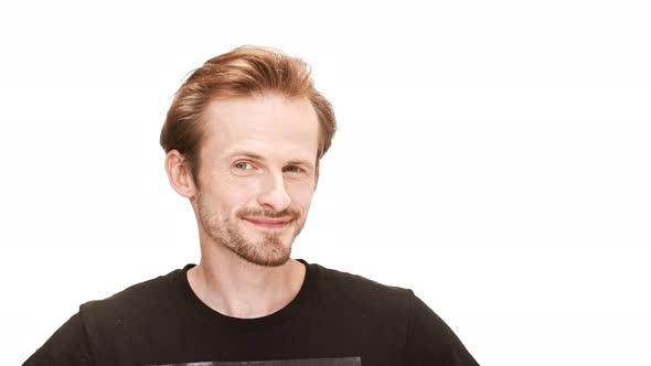 Young Handsome Man Smiling Showing Okay Over White Background