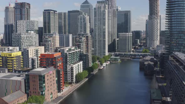 Above Modern City Skyline London Docklands