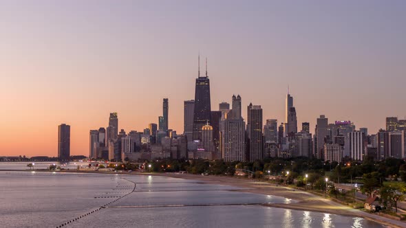 Flying into Chicago at Sunrise