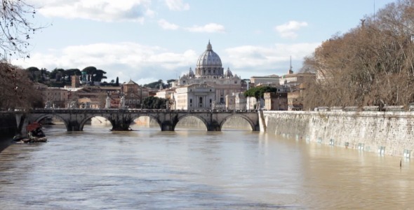 View Upon San Pietro From Tiber River