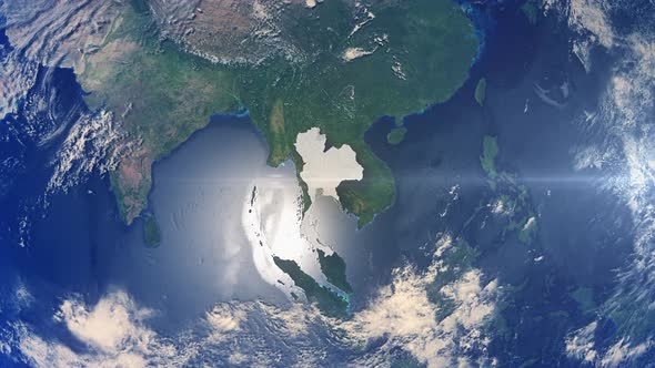 Realistic Earth Zoom Highlight Country Thailand