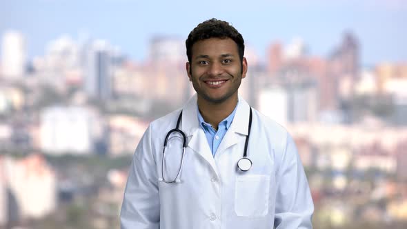 Handsome Indian Doctor Giving Thumb Up To Camera