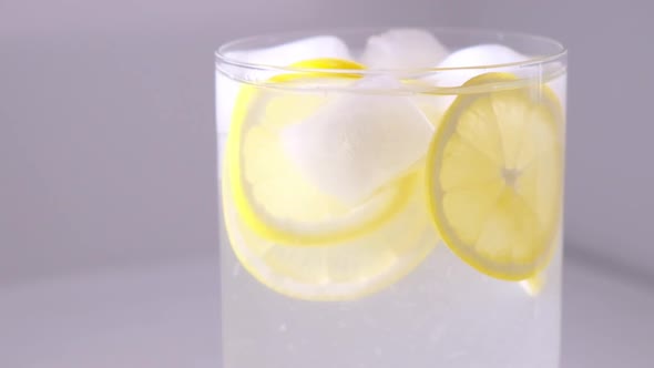 Cold lemonade in glass