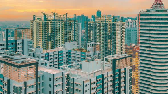 Timelapse View over Makati City in Metro Manila, Philippines at the Sunrise Time