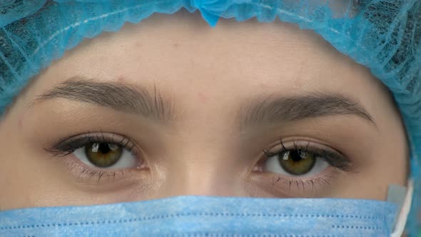Closeup of a Young Woman Doctor Eyes