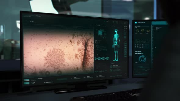 Microscopic Molecules Dispersion Analysis By High Tech Medical Interface