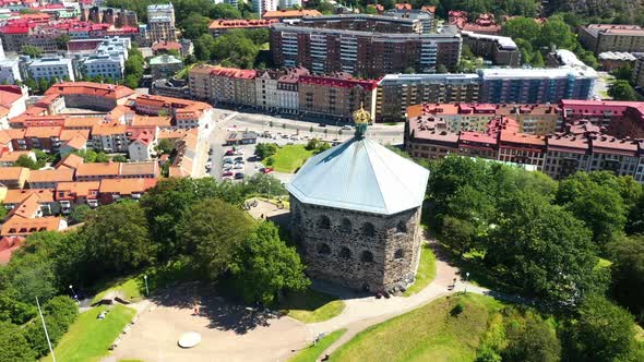 Beautiful Old Architecture Of The Skansen Kronan in Sweeden - aerial shot