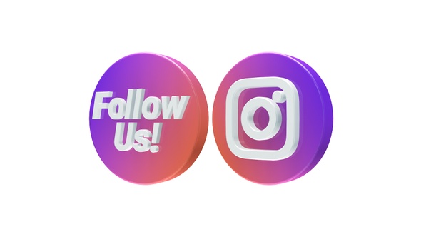 3D Follow Us Instagram Icon