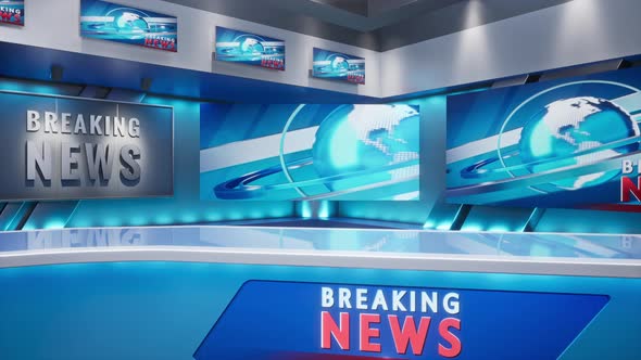 3D Virtual TV Studio News Backdrop For TV Shows