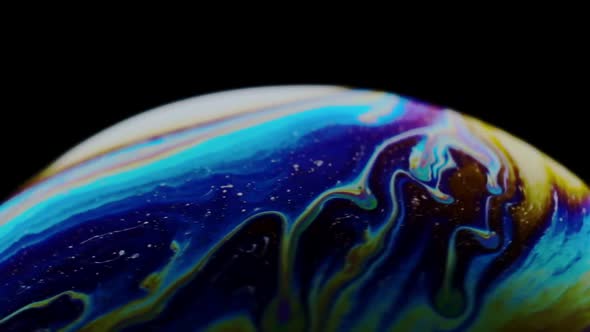 Virtual Reality Space with Abstract Multicolor Psychedelic Planet. Closeup Soap Bubble Like an Alien