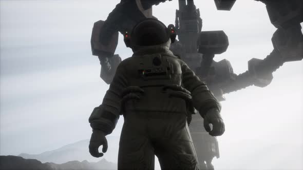 Astronaut on Another Planet with Dust and Fog alt