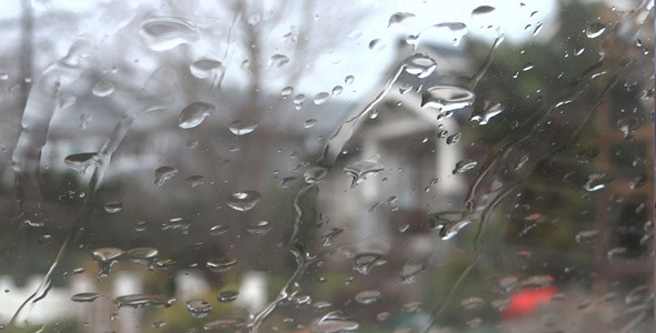Rain - 37 - House Through Wet Window Glass