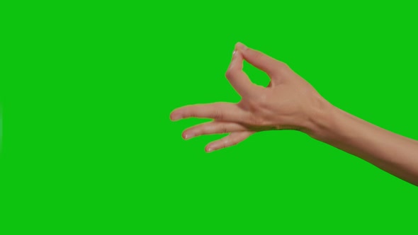 Gestures female Hand OKAY OK CLASS Everything is Good on a Green Background