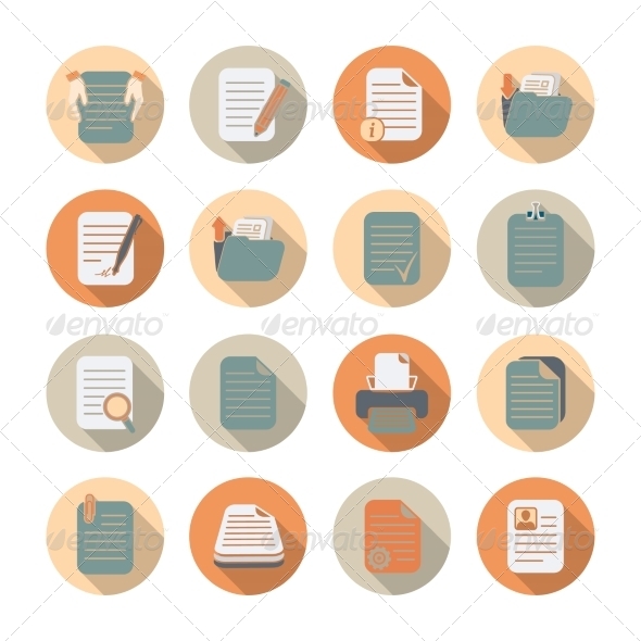 Documents Files and Folders Icons Set