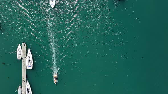 Yachts and Boats on a River Pleasure Boating Bird's Eye View