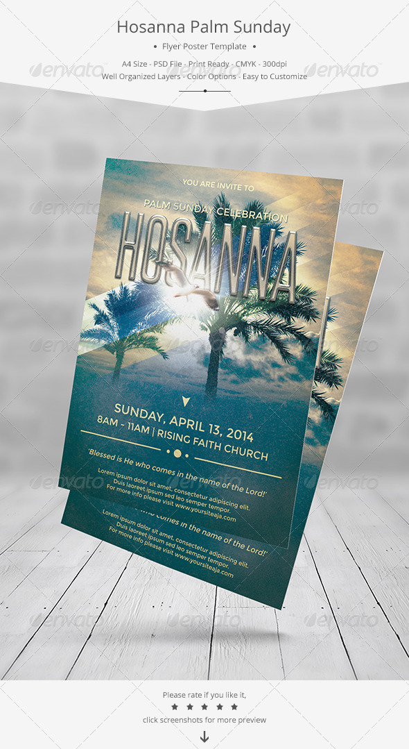 Hosanna Palm Sunday Flyer/Poster Template