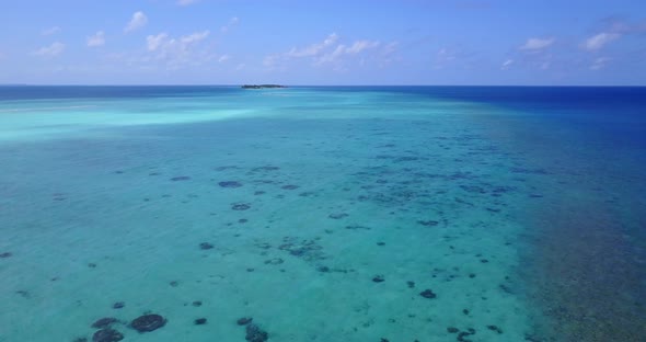 Natural aerial abstract shot of a sunshine white sandy paradise beach and aqua turquoise water backg