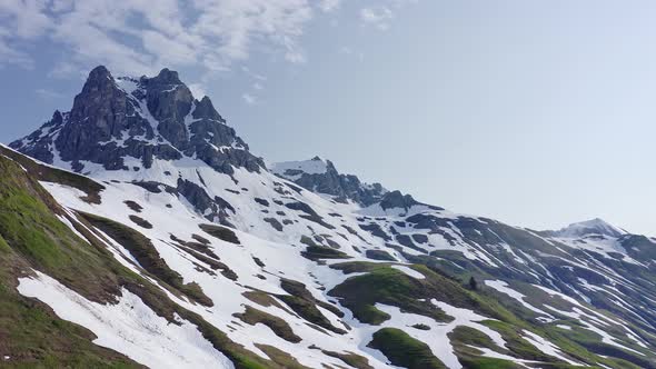 Tracking shot of Hochtannberg mountain pass in Vorarlberg, Austria