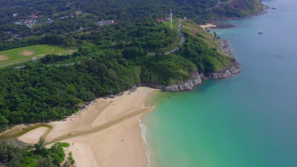 Windmill Viewpoint and Nai Han Beach in Phuket Province Thailand