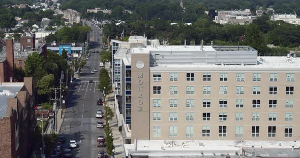 Aerial of a Main Street in New Rochelle