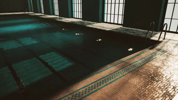 The View of an Empty Public Swimming Pool Indoors alt