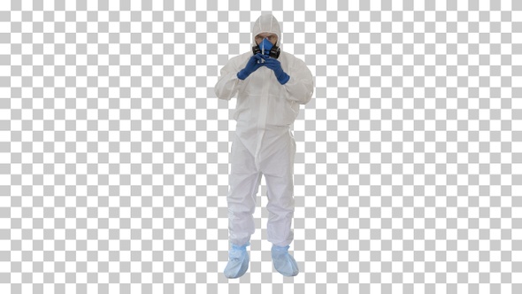 Doctor in Hazmat Protective with Glasses, Alpha Channel