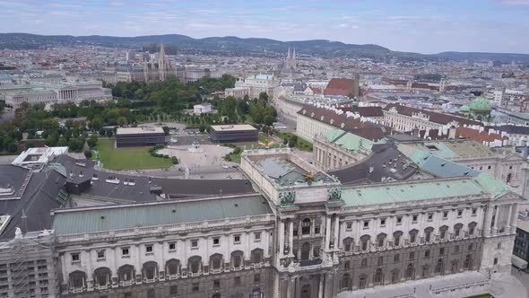 Vienna City Skyline Aerial Shot. AERIAL View of Vienna. Cathedrals and Cityscape City of Vienna