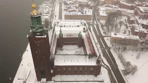 Bird's eye view over iconic landmark in the capital of Sweden,Stockholm.