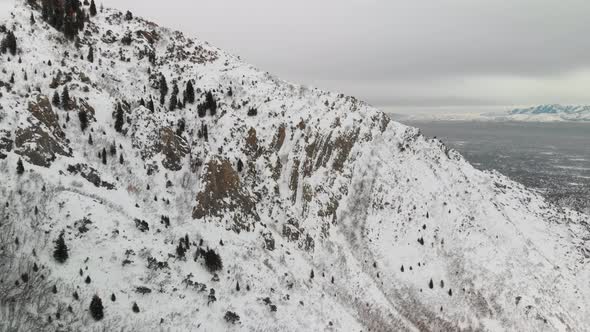 Aerial pan out view of the ridges near Grandeur Peak in Utah.