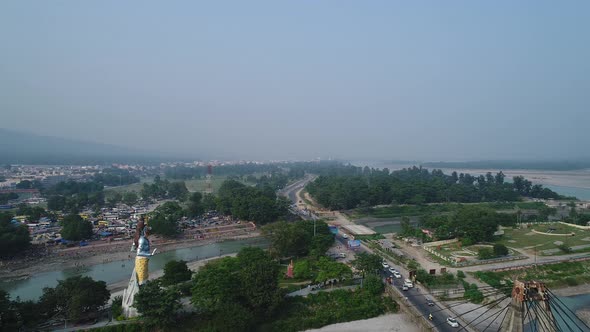 City of Haridwar state of Uttarakhand in India seen from the sky