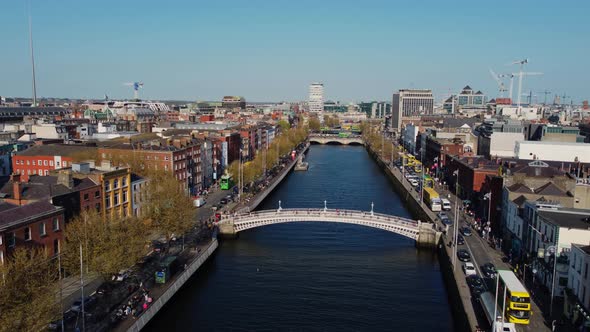 Famous Ha Penny Bridge in Dublin From Above