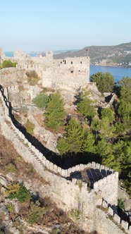 Vertical Video Alanya Castle  Alanya Kalesi Aerial View