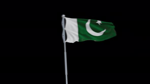 4K Pakistan flag transition with alpha. two step
