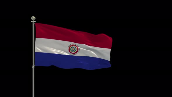 Paraguay Looping Of The Waving Flag Pole With Alpha alt