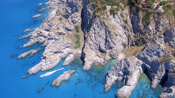 Downward Aerial View of Beautiful Southern Italian Coastline